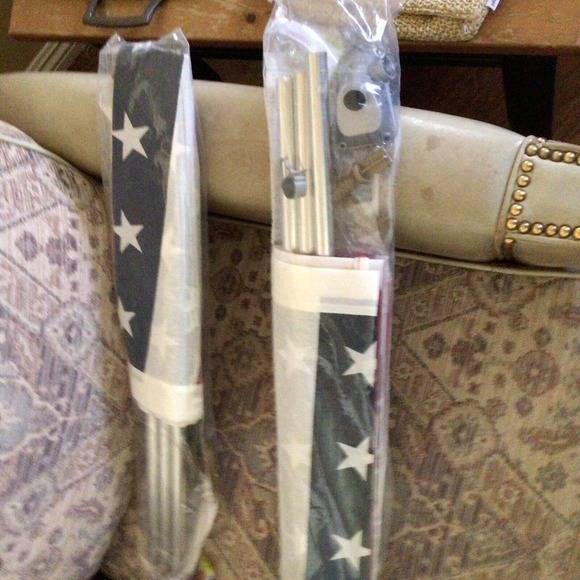 Liberty Flags American Flag Set 3'X5' PolyCotton Eagle Ornament New (2) - Picture 5 of 9